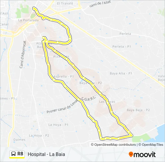 R8 Bus Line Map