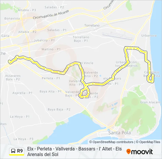 R9 Bus Line Map