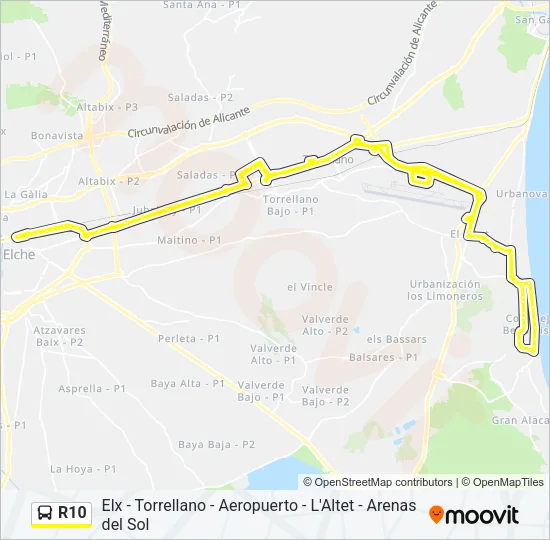 R10 Bus Line Map