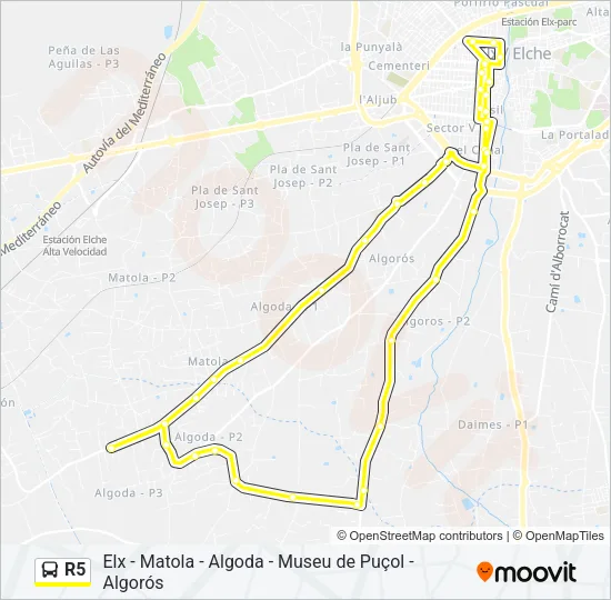 R5 Bus Line Map