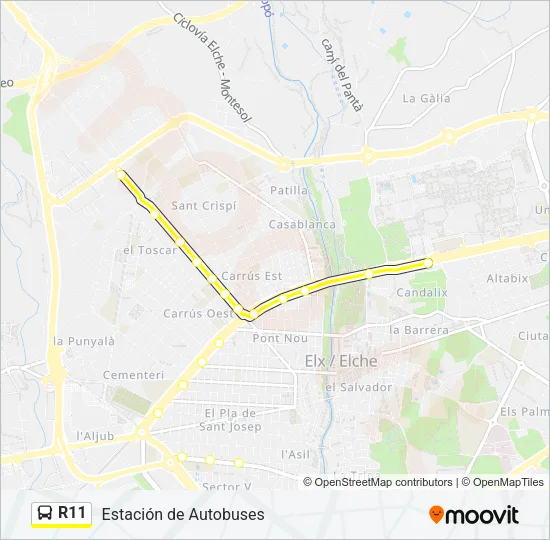 R11 Bus Line Map