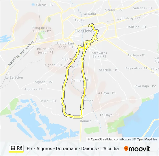 R6 Bus Line Map