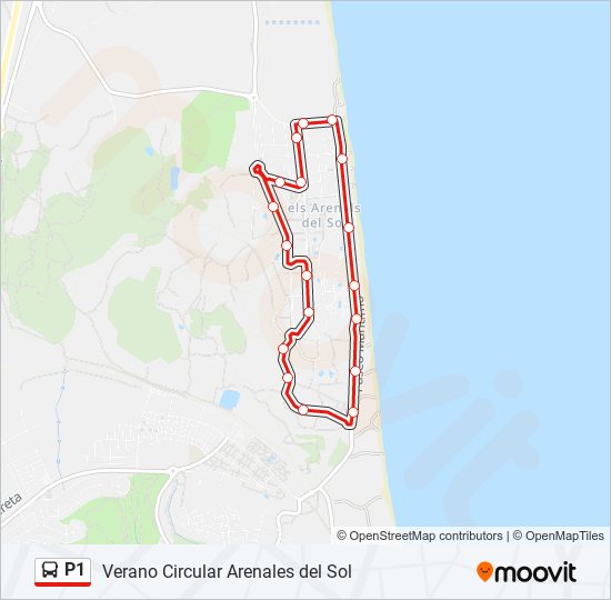 Mapa de P1 de autobús