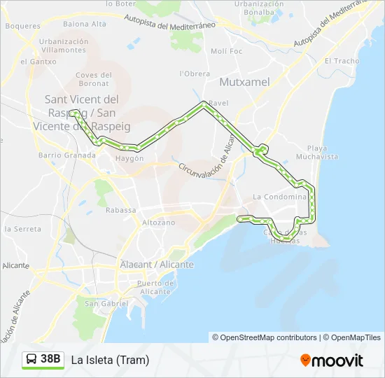 38B Bus Line Map