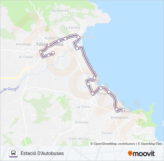 Mapa de TOSCAMAR de autobús