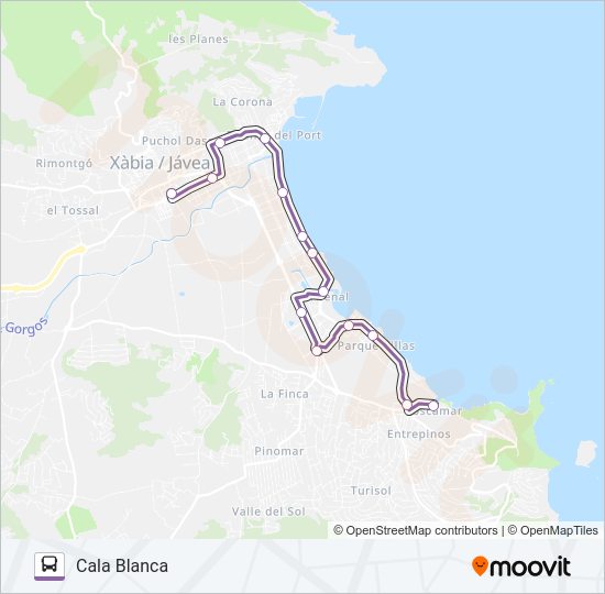 Mapa de TOSCAMAR de autobús