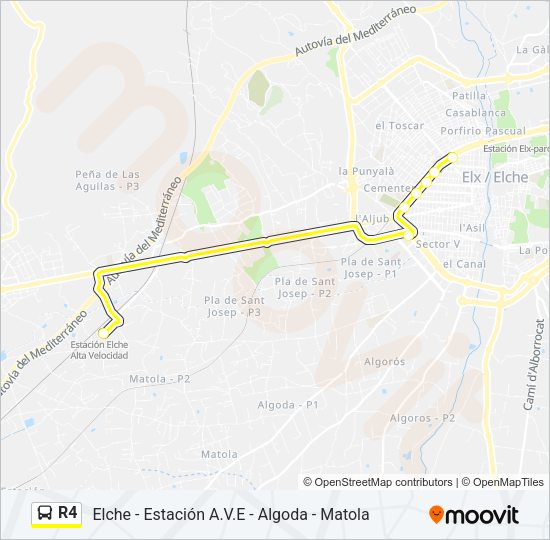 Mapa de R4 de autobús