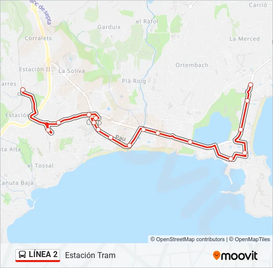 LÍNEA 2 Bus Line Map