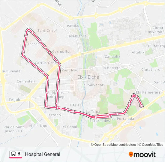 B Bus Line Map