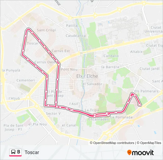 B Bus Line Map