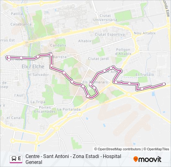 Mapa de E de autobús