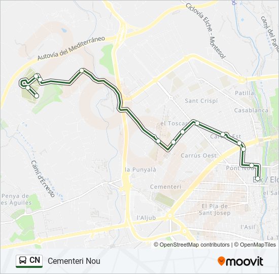 CN bus Mapa de línia