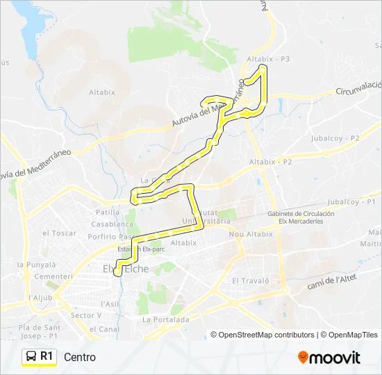 R1 Bus Line Map