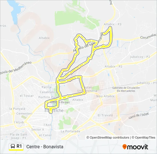 R1 Bus Line Map