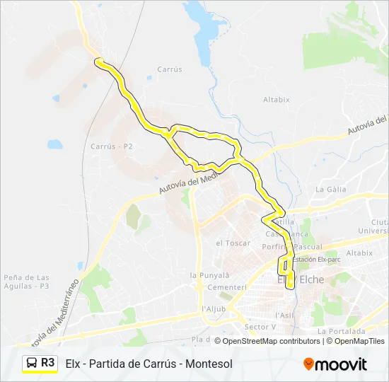 R3 Bus Line Map