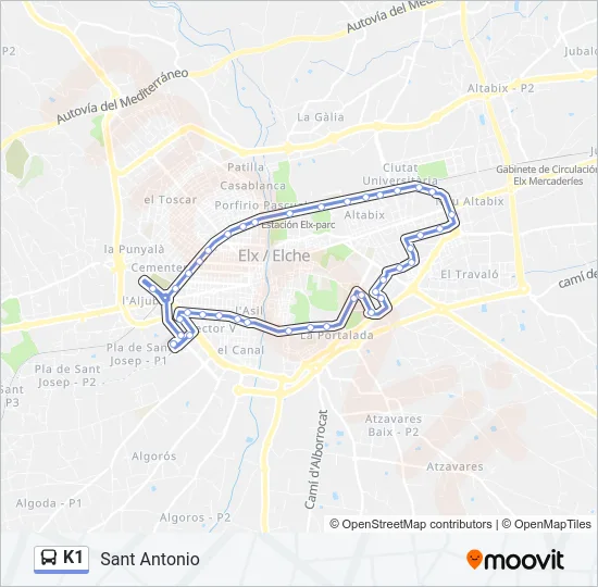 K1 Bus Line Map