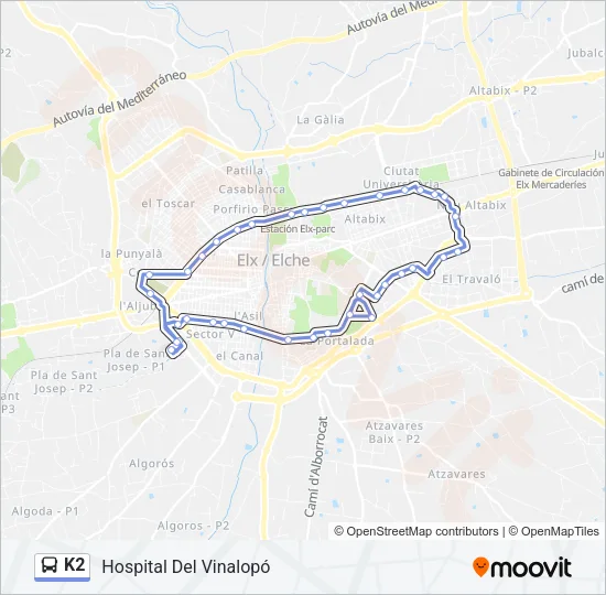 K2 Bus Line Map