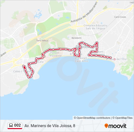 Mapa de 002 de autobús