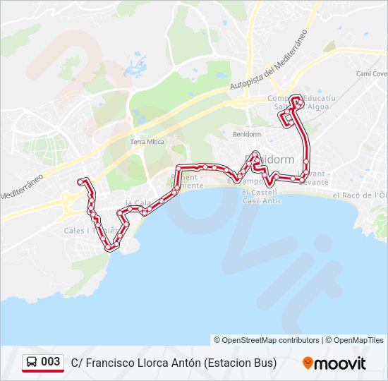 Mapa de 003 de autobús
