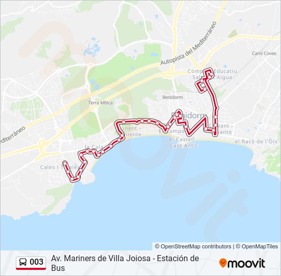 Mapa de 003 de autobús