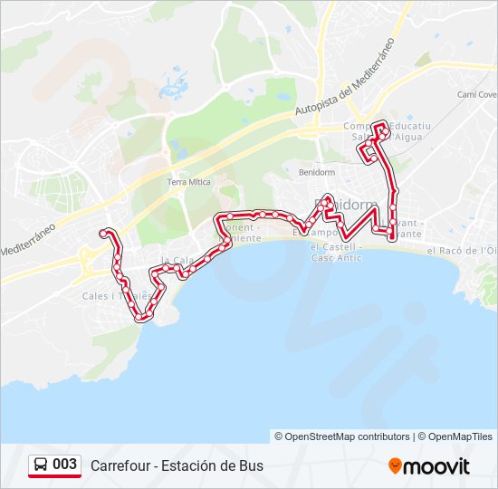 Mapa de 003 de autobús