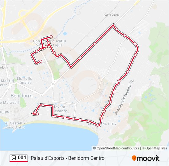 Mapa de 004 de autobús