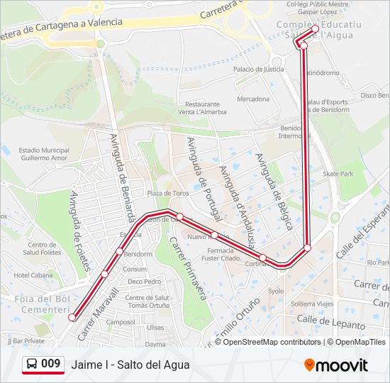 Mapa de 009 de autobús