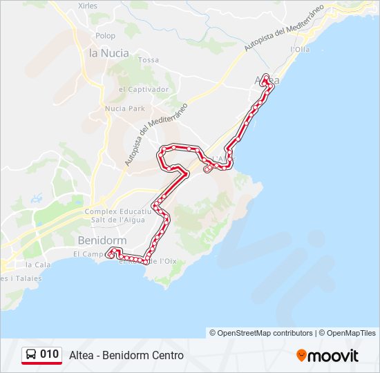 Mapa de 010 de autobús