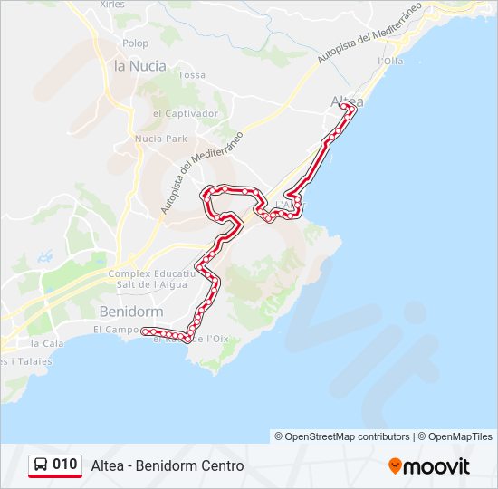 Mapa de 010 de autobús