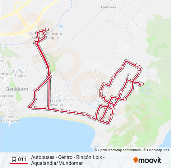 Mapa de 011 de autobús