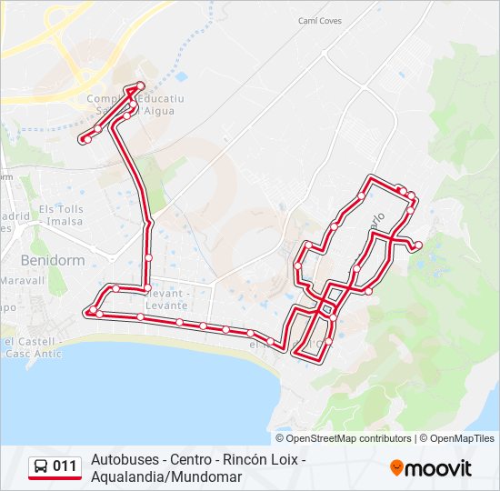 Mapa de 011 de autobús