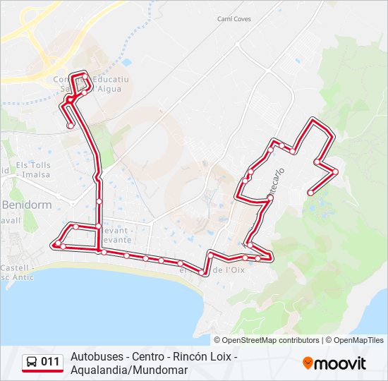 Mapa de 011 de autobús