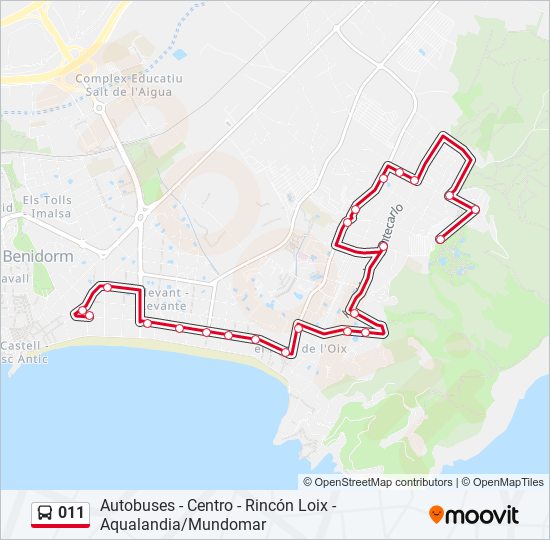 Mapa de 011 de autobús