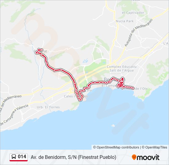 Mapa de 014 de autobús