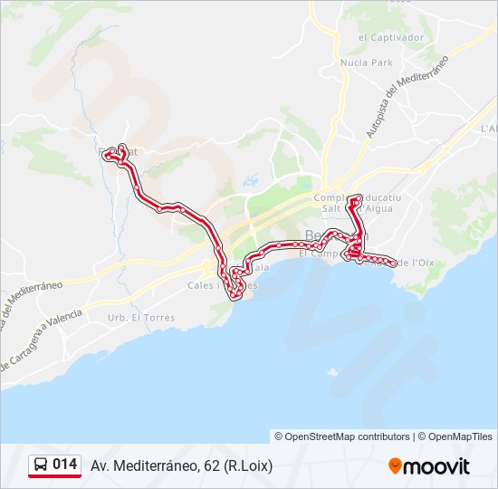 014 bus Mapa de línia