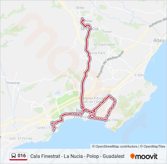 016 bus Mapa de línia