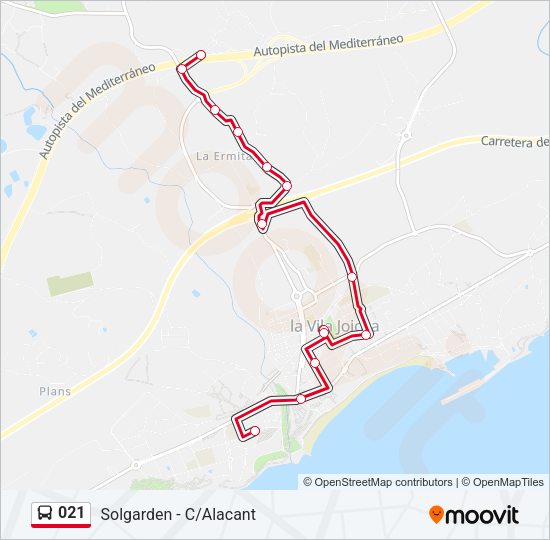 Mapa de 021 de autobús