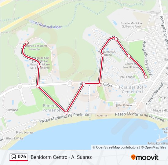 Mapa de 026 de autobús