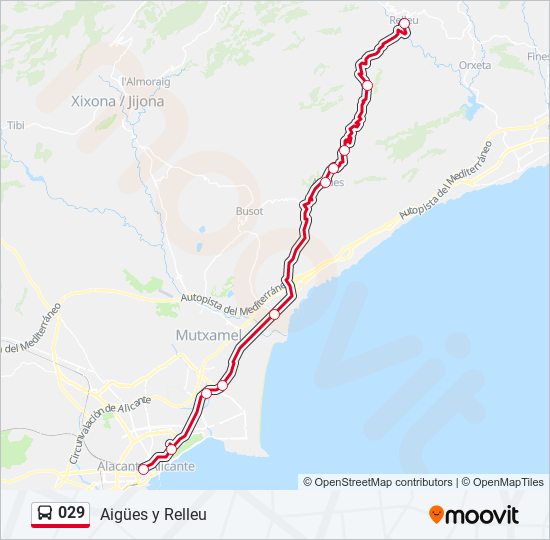 Mapa de 029 de autobús