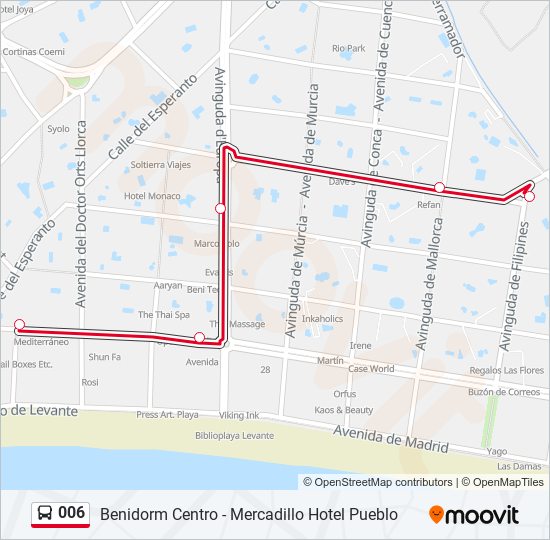 Mapa de 006 de autobús