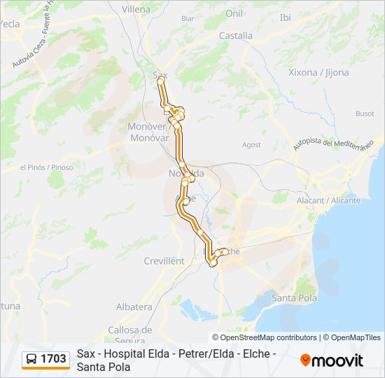 1703 bus Mapa de línia