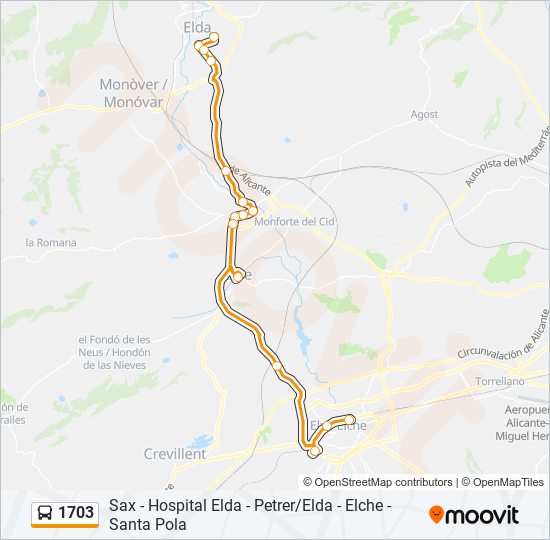 1703 bus Line Map