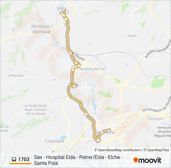 1703 Bus Line Map