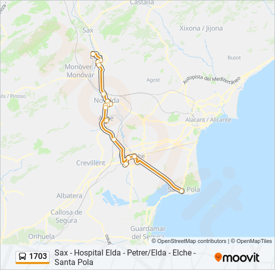 Mapa de 1703 de autobús