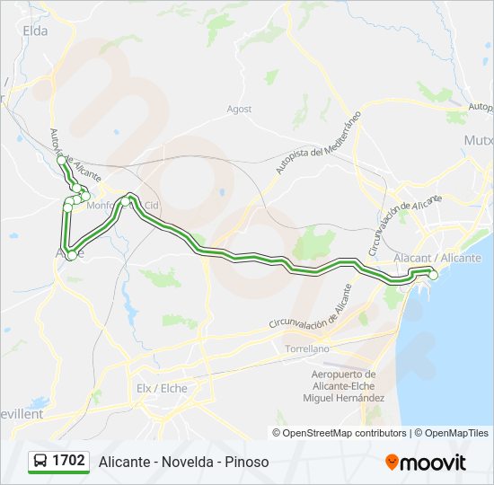 1702 bus Line Map