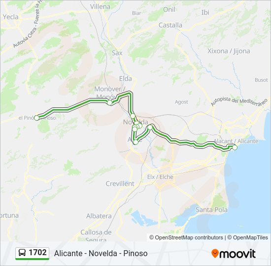 Mapa de 1702 de autobús