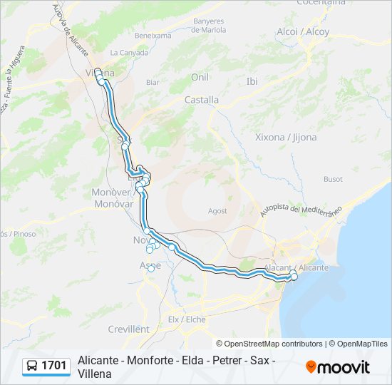 1701 bus Line Map