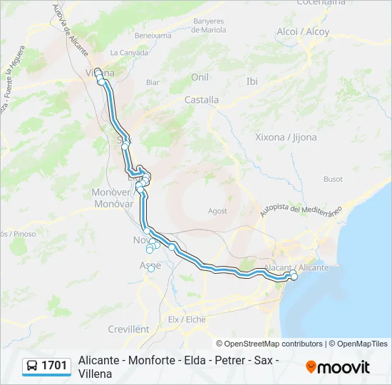 1701 Bus Line Map
