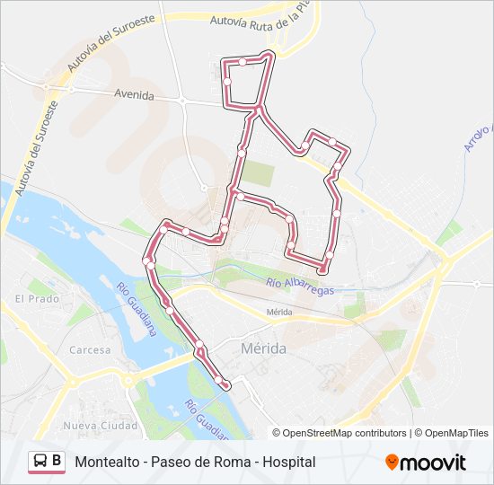 B Bus Line Map