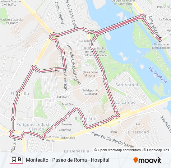 B Bus Line Map